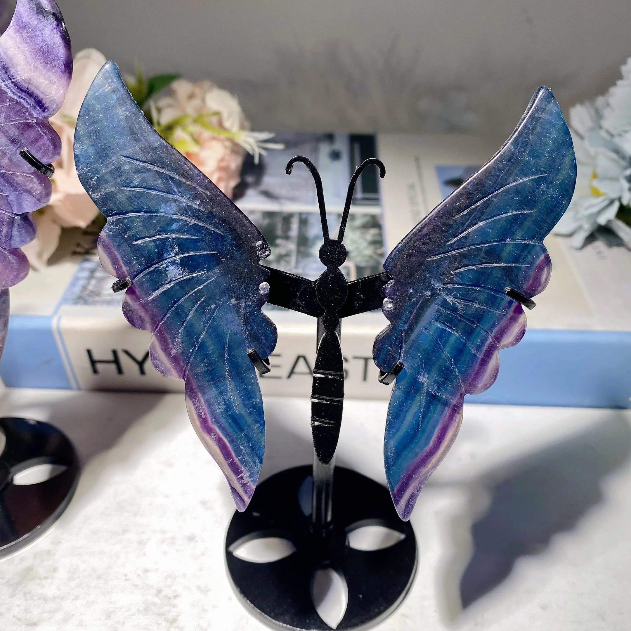 3.5-inch Mixed Crystal Butterfly Wings Carving with Stand - Image 9