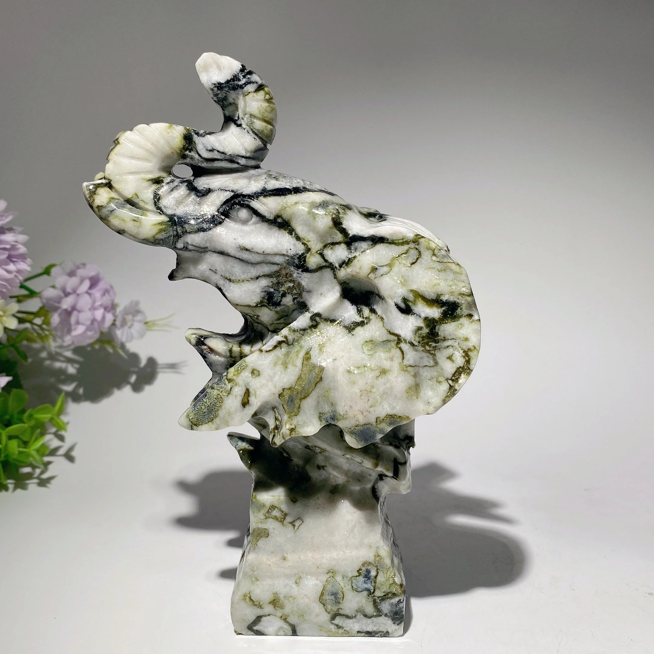 8-inch Mixed Crystal Elephant Head Carving for Healing - Image 10