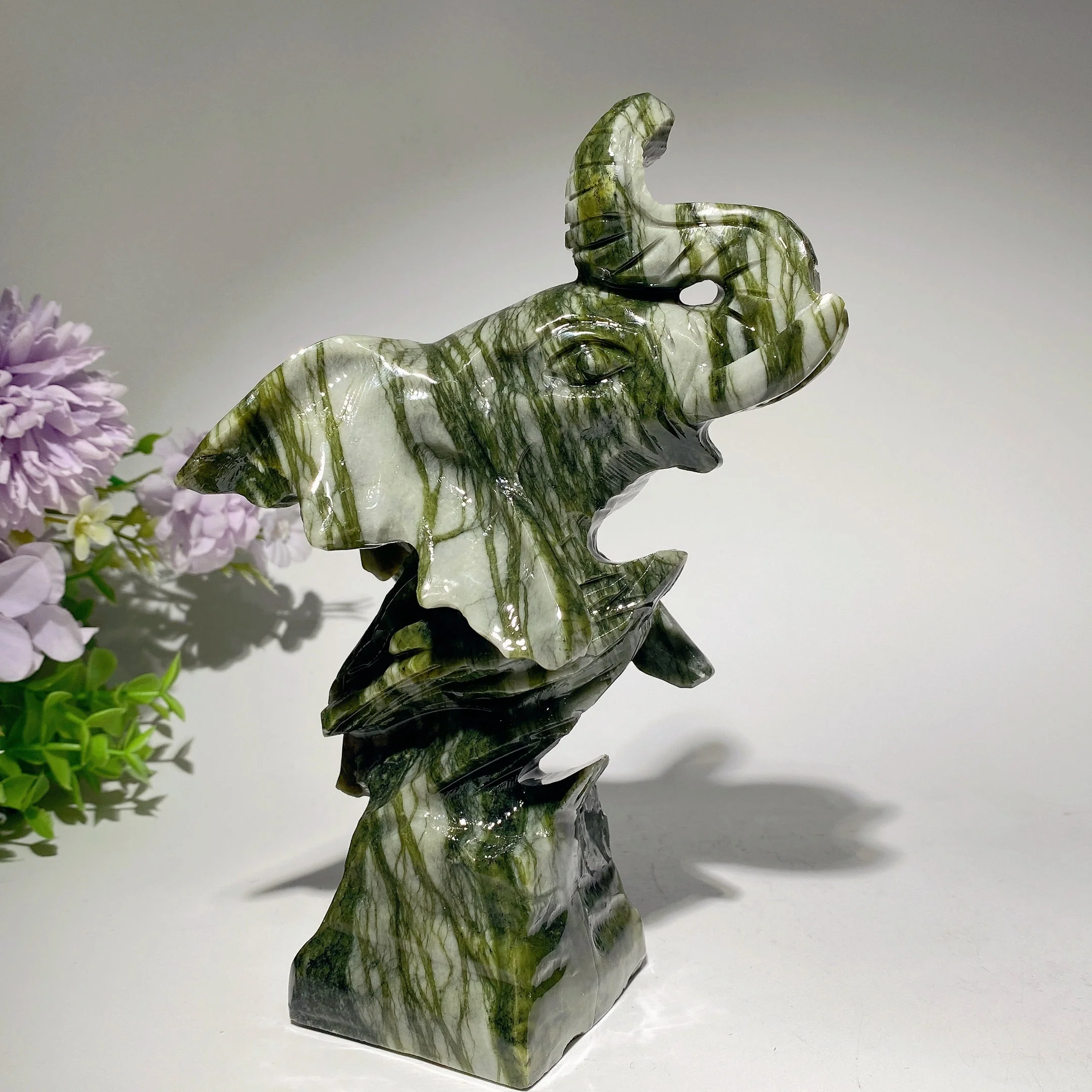 8-inch Mixed Crystal Elephant Head Carving for Healing - Image 13