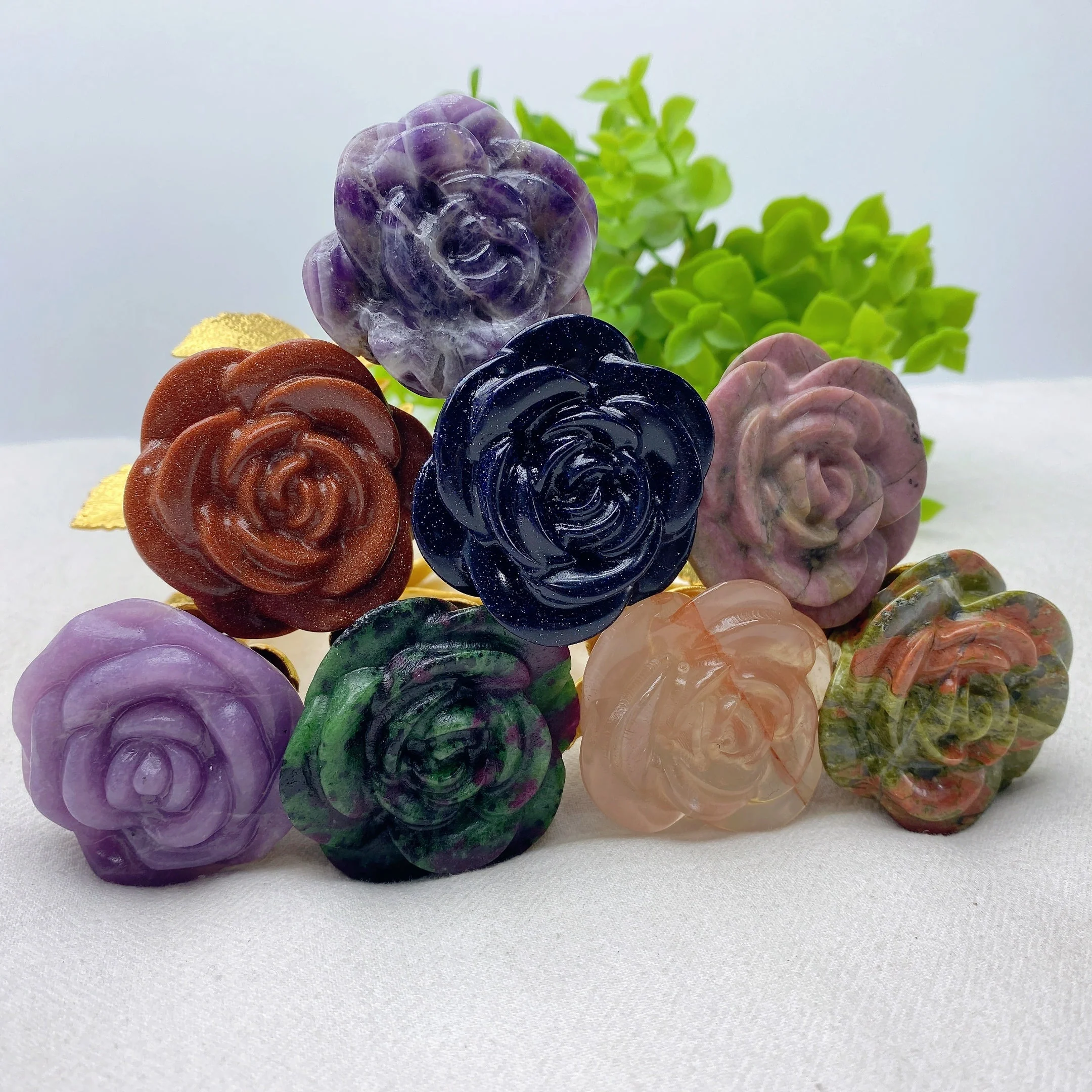 9-inch Mixed Crystal Rose Figurine for Healing Energy - Image 11