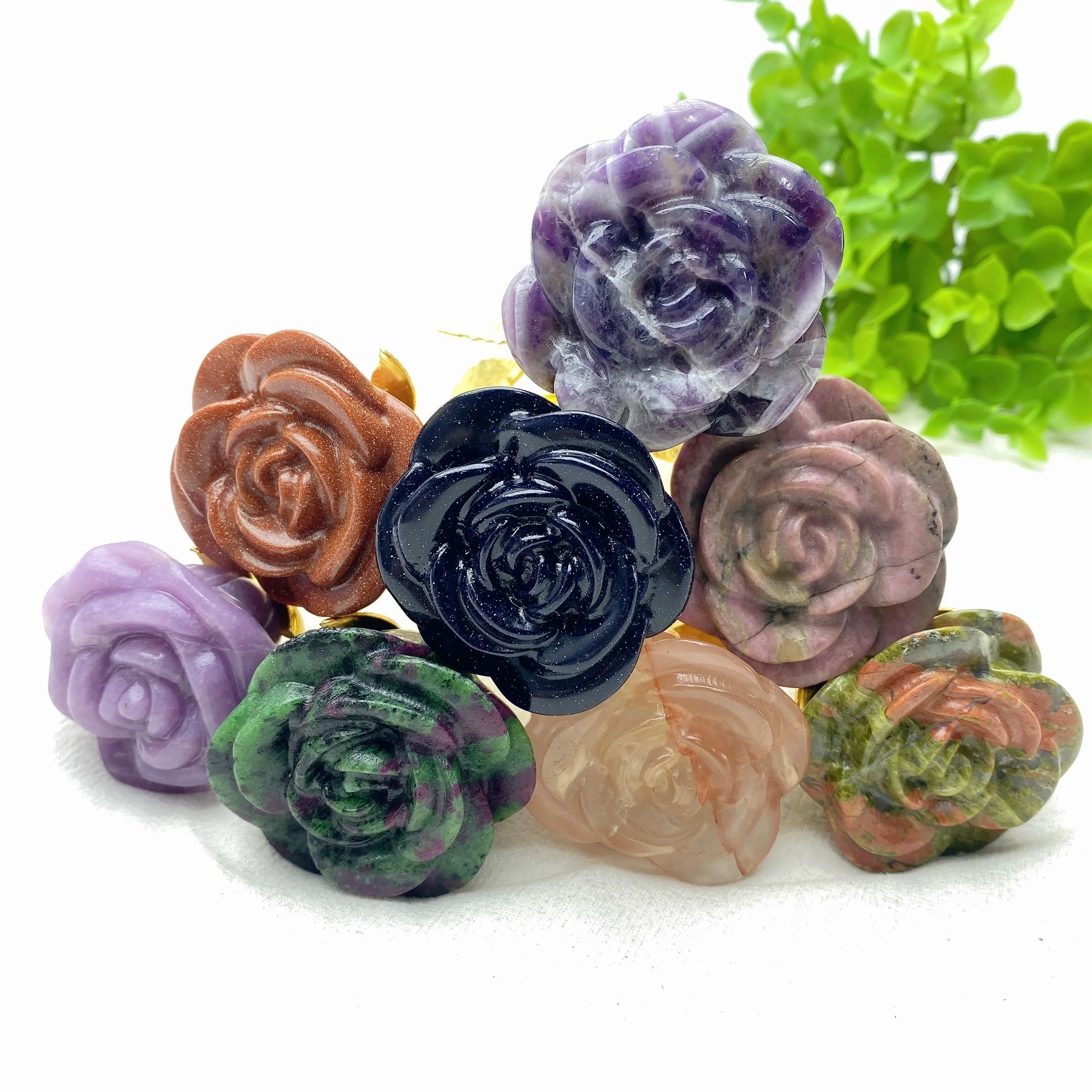 9-inch Mixed Crystal Rose Figurine for Healing Energy - Image 2