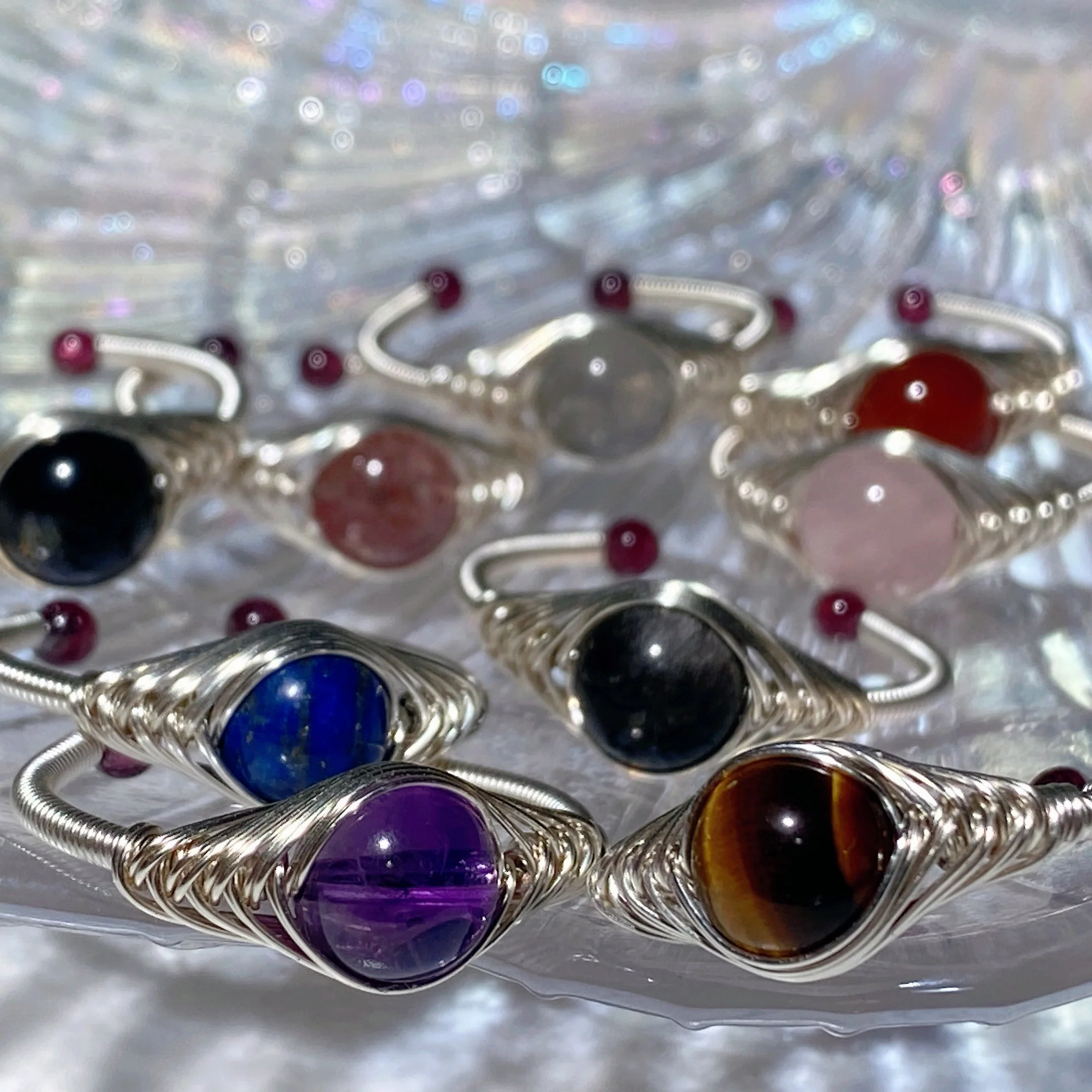 Adjustable Mixed Crystal Ring with 9 Gemstones for Healing Energy - Image 5