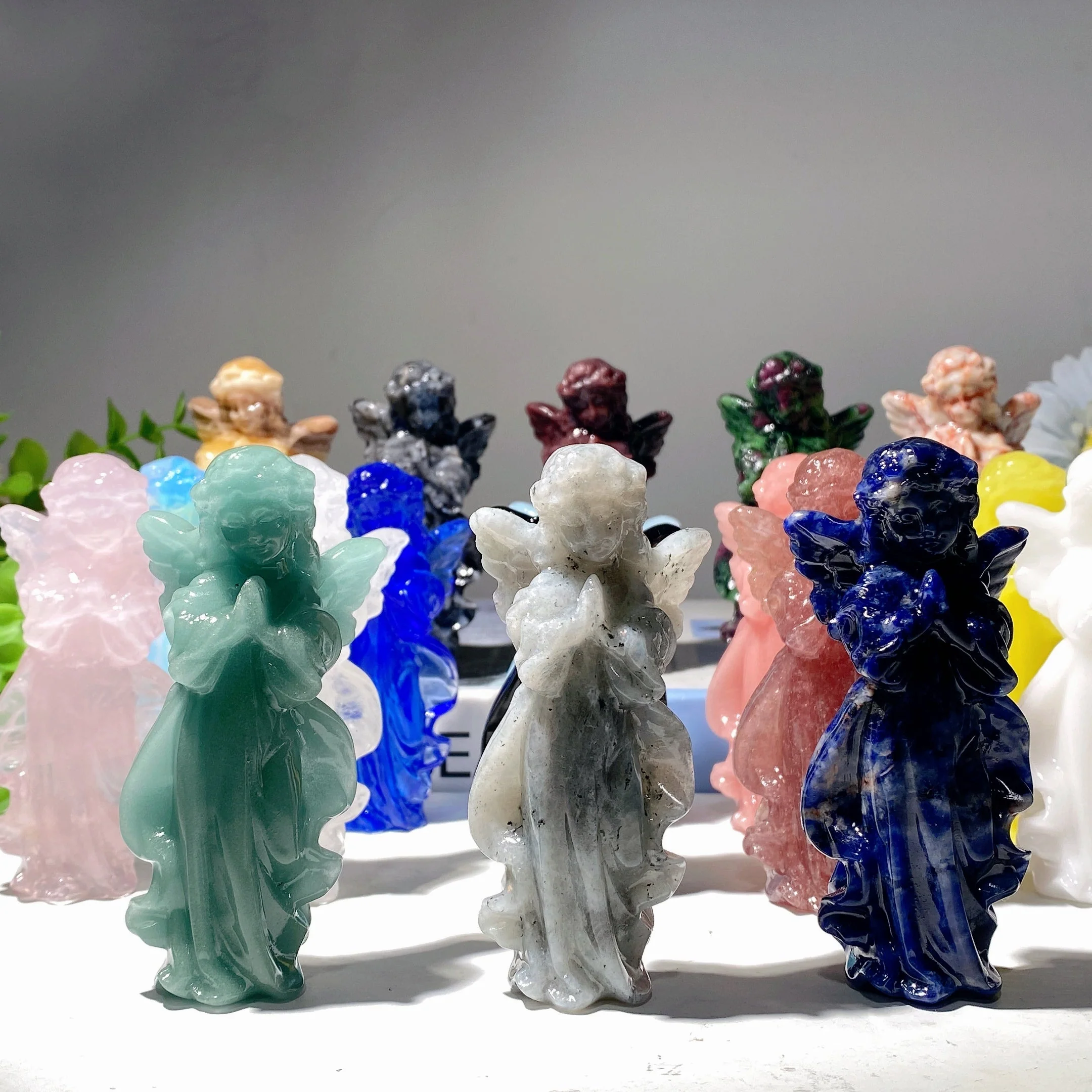 3.9 Inch Mixed Crystal Angel Fairy Figurines for Healing