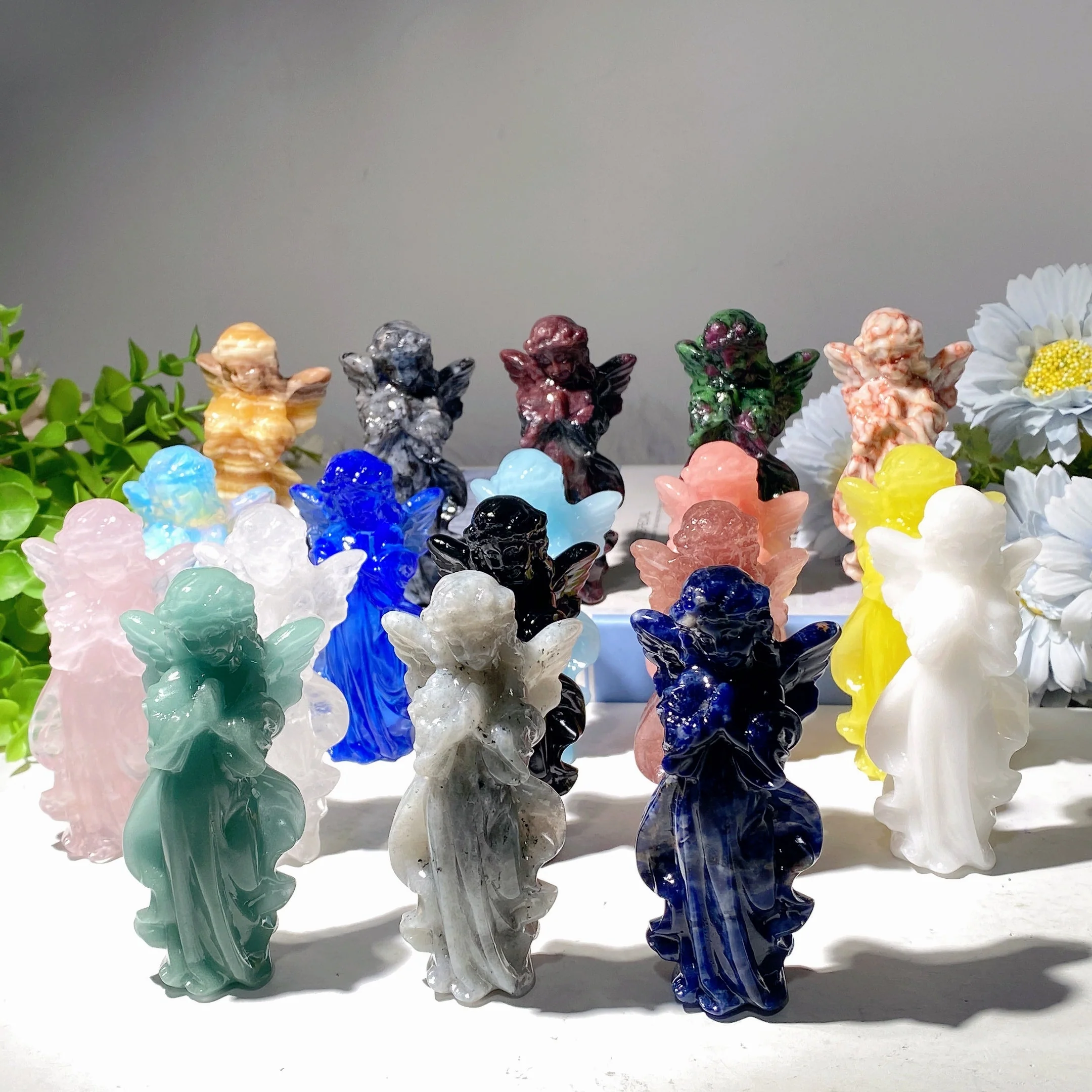 3.9 Inch Mixed Crystal Angel Fairy Figurines for Healing - Image 2