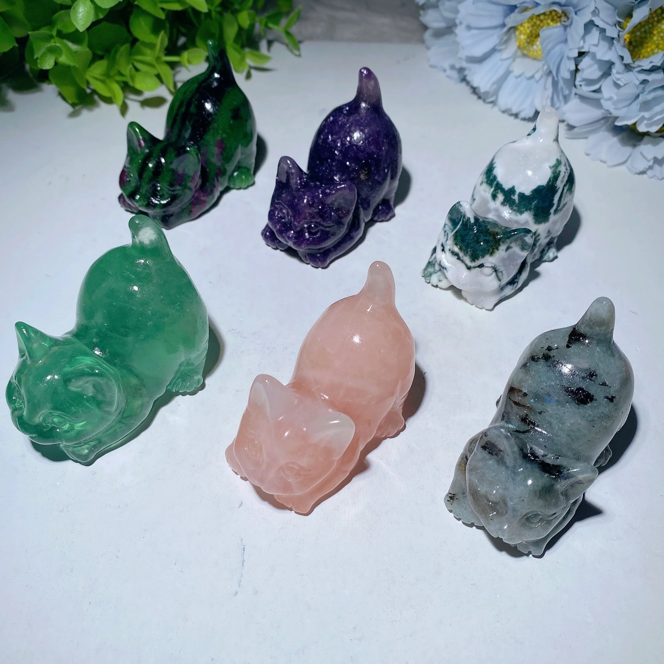 2.3 inch Mixed Crystal Cat Figurines for Healing & Decor - Image 2