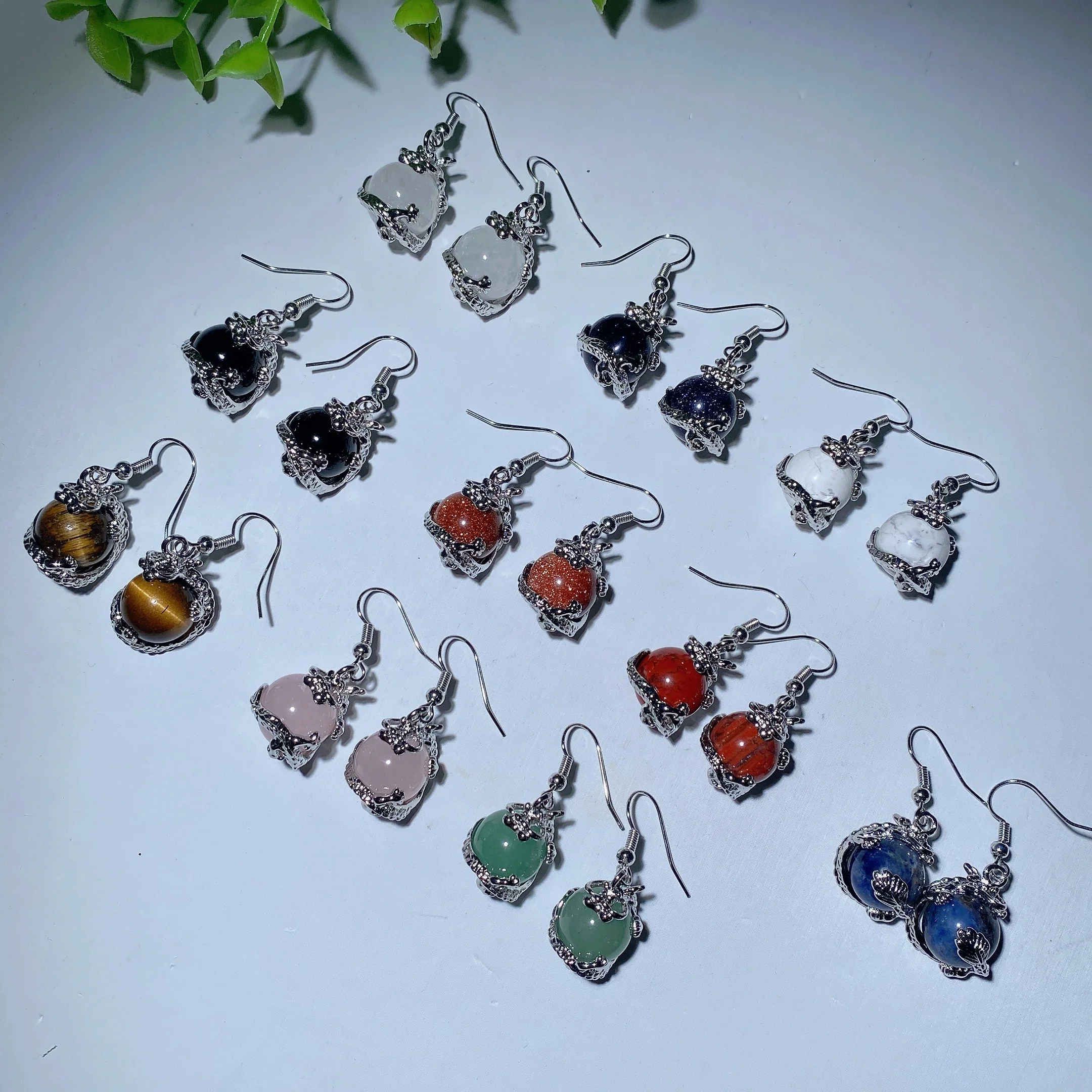 Mixed Crystal Dragon Earrings with Silver Dragon Design 1.5 Inch