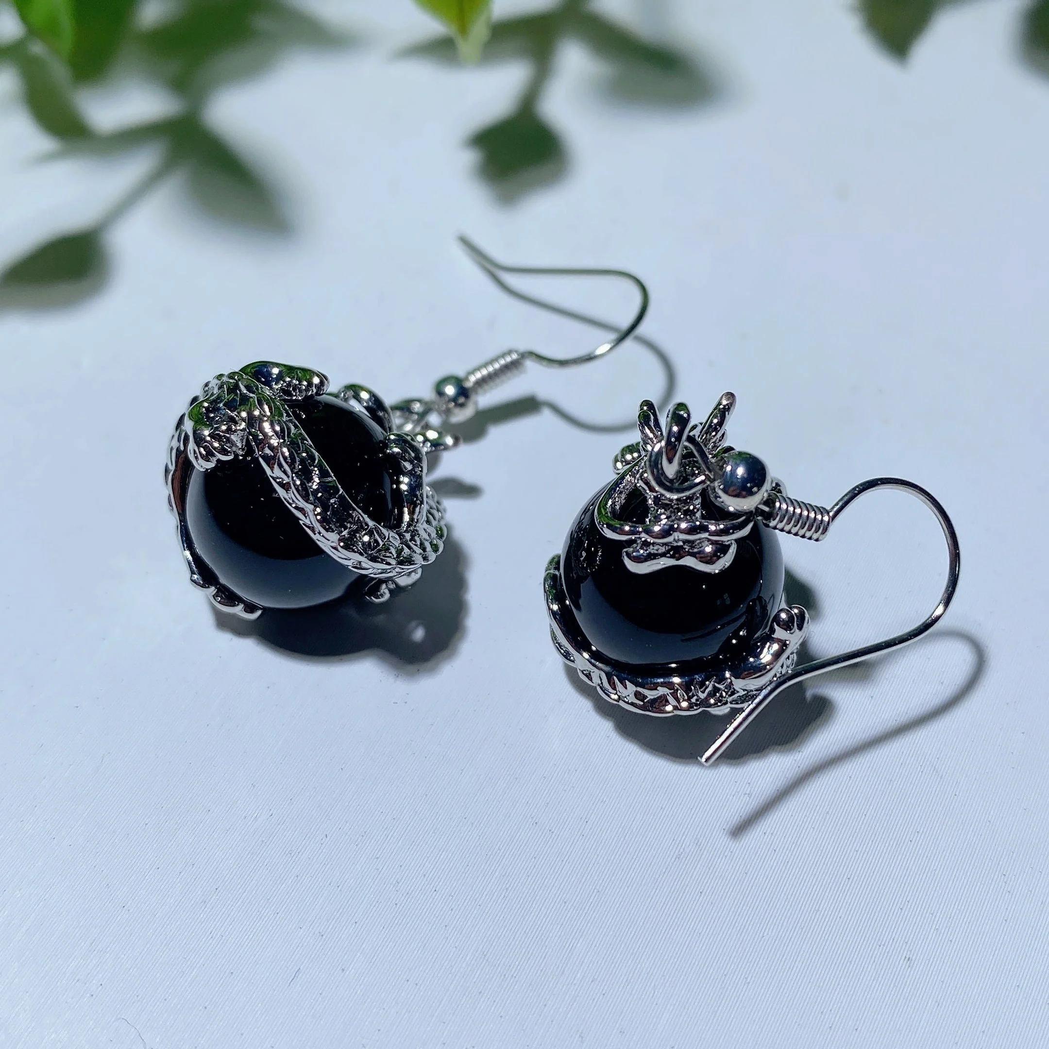 Mixed Crystal Dragon Earrings with Silver Dragon Design 1.5 Inch - Image 5