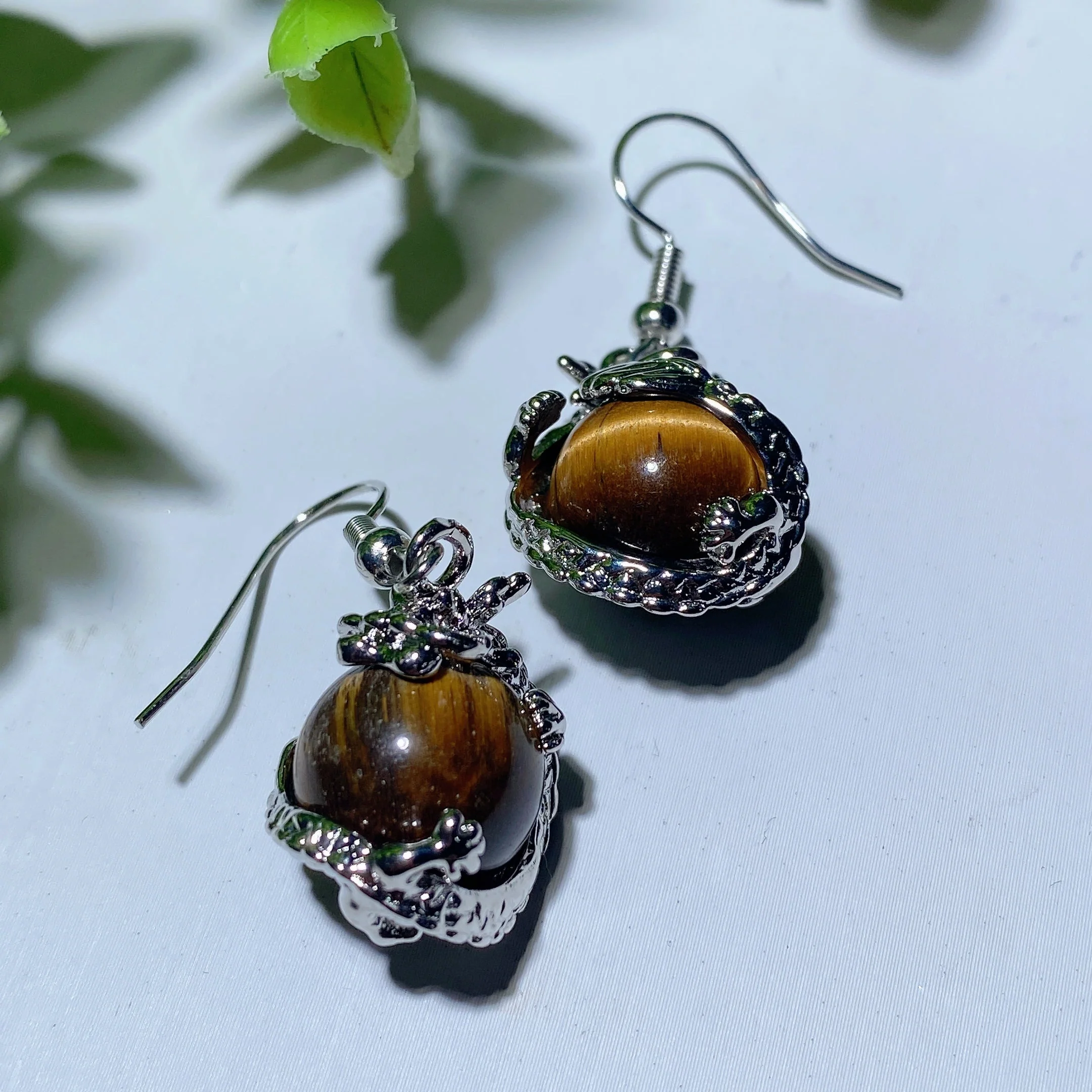 Mixed Crystal Dragon Earrings with Silver Dragon Design 1.5 Inch - Image 9