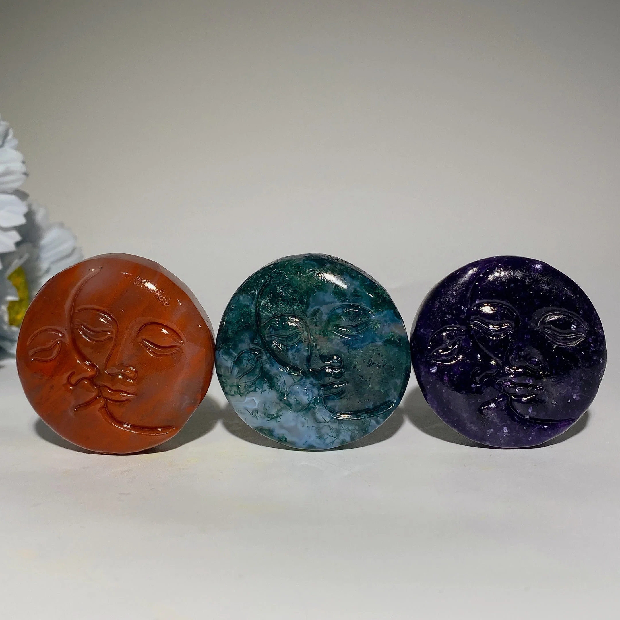 1.7 inch Mixed Crystal Moon & Sun Face Figurine - Image 3