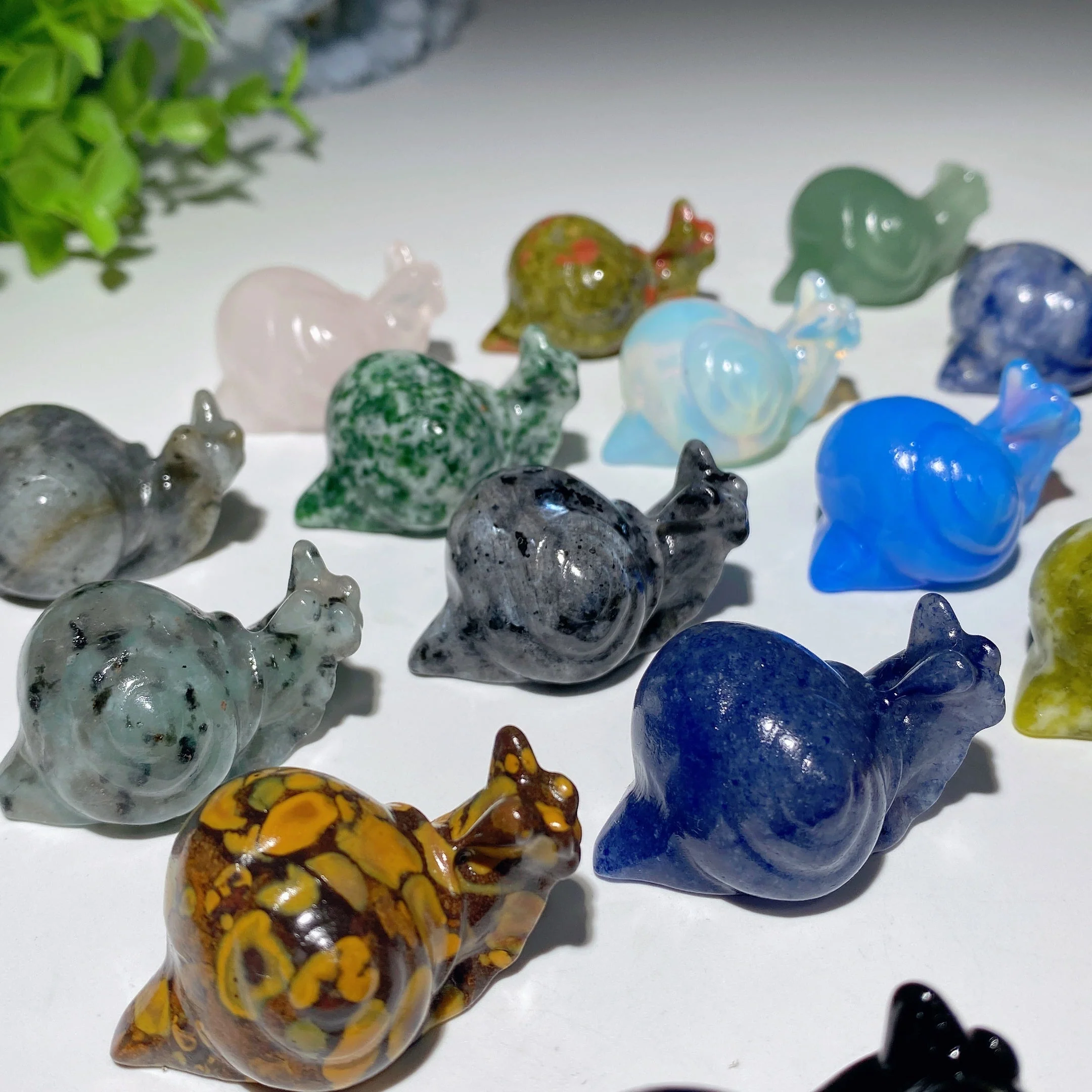 1.6" Mixed Crystal Snail Carvings for Healing and Energy - Image 2