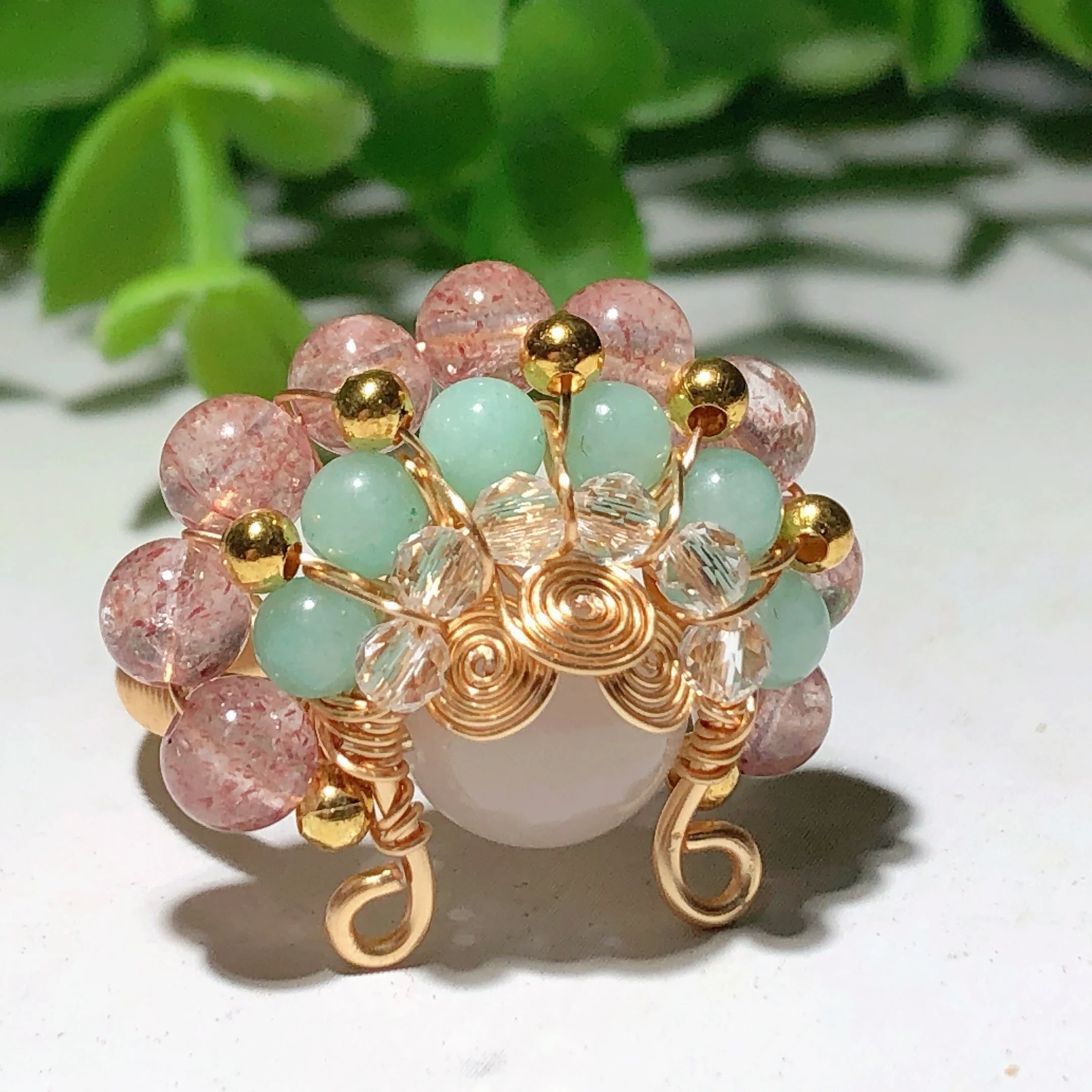 Mixed Crystal Gold Wirework Spiritual Healing Rings - Image 6