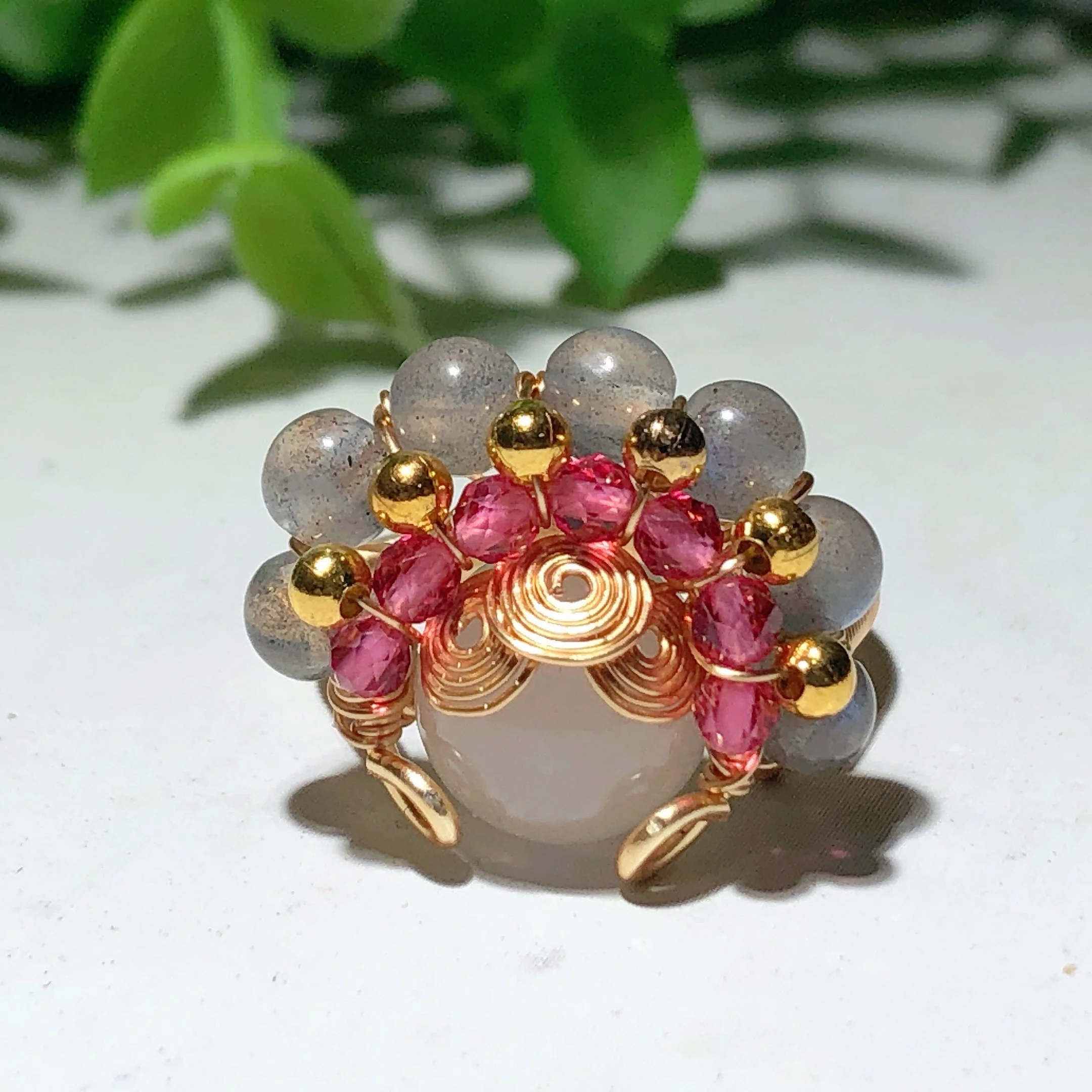 Mixed Crystal Gold Wirework Spiritual Healing Rings - Image 9