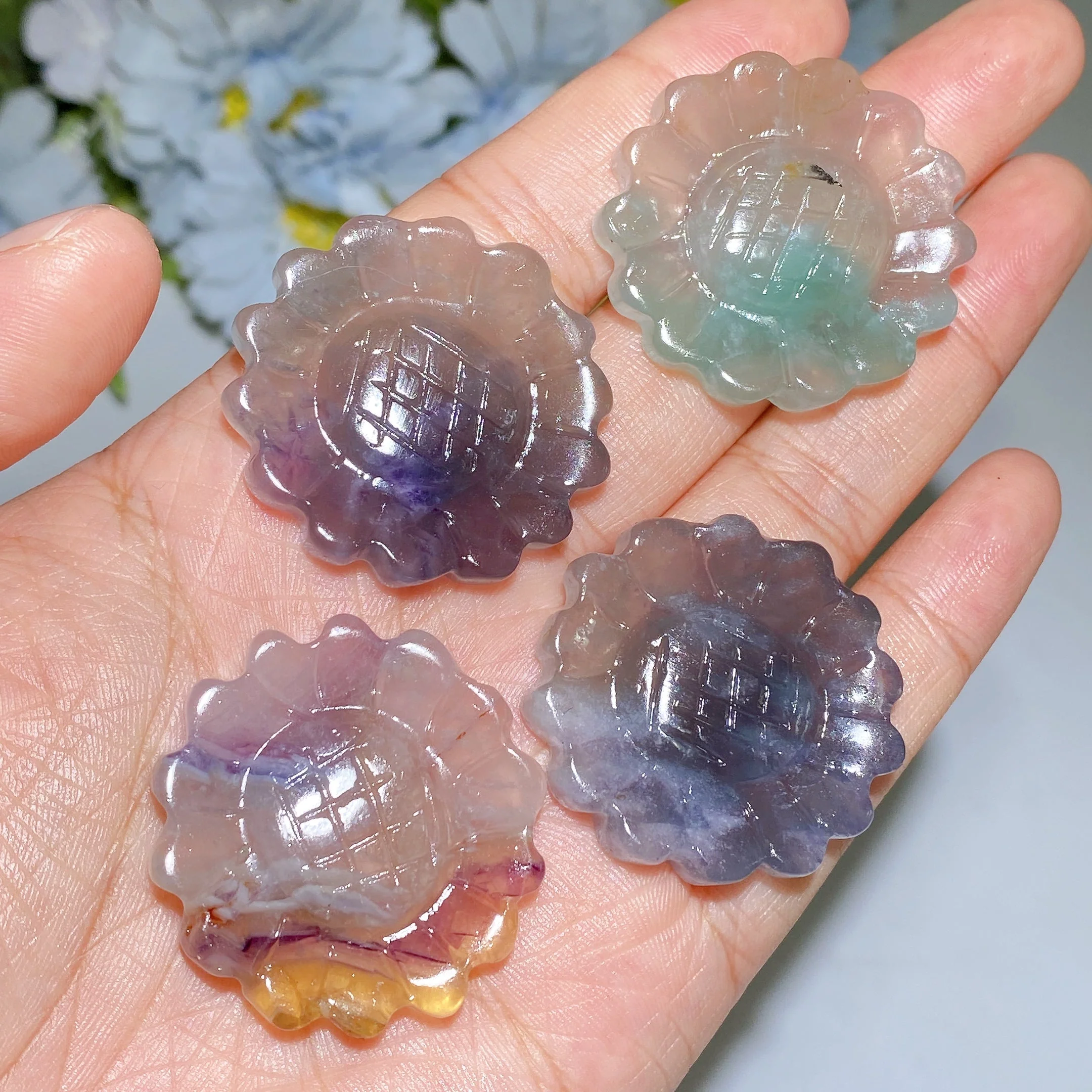 1.3-1.5 inch Mixed Crystal Sunflower Carving Crystal Figurines - Image 7
