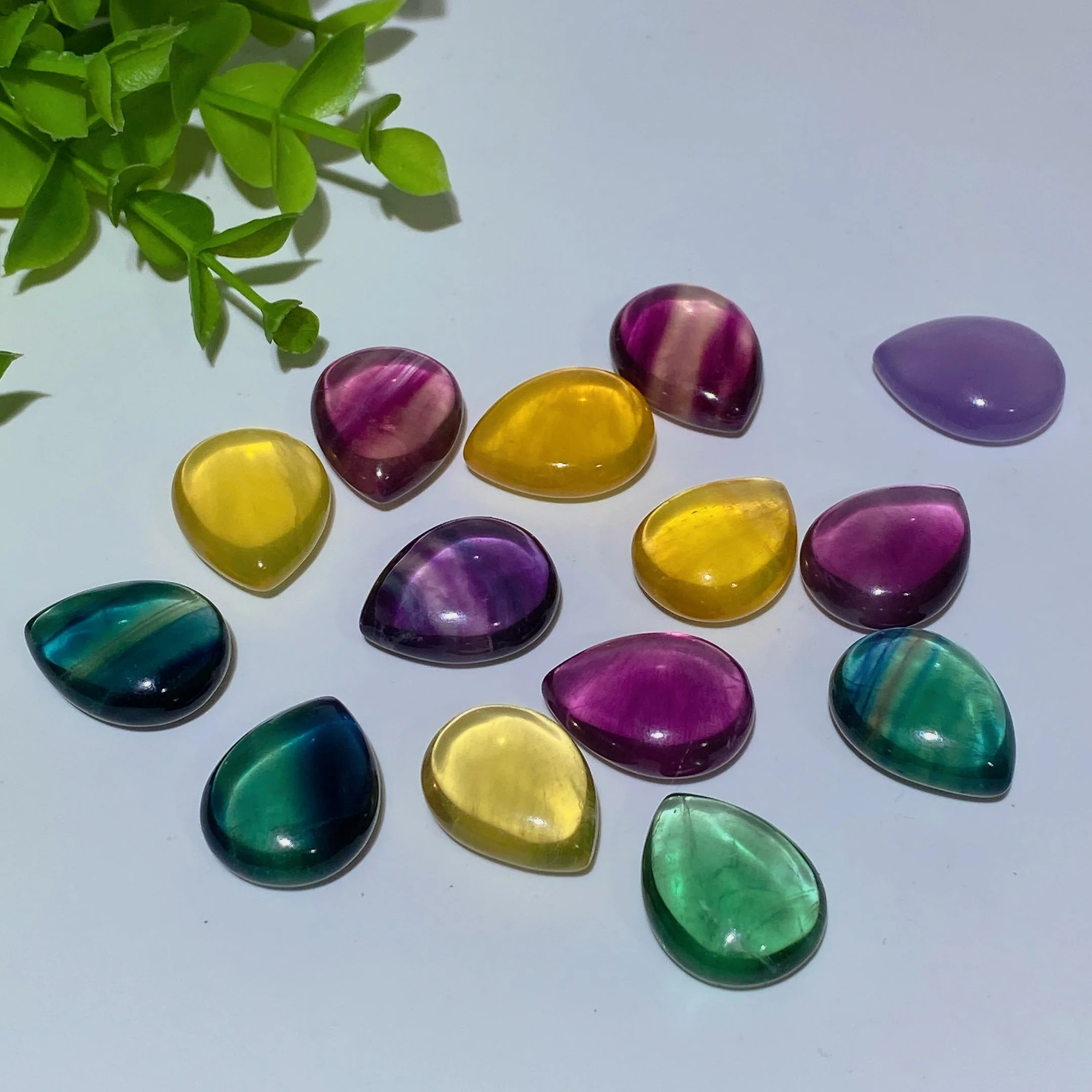 20mm Mixed Fluorite Water-Drop Cabochon for Jewelry DIY - Image 4