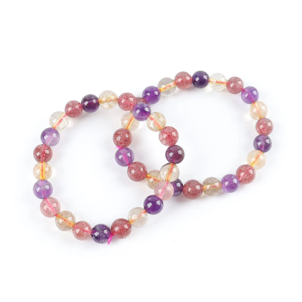 Mixed Quartz Crystal Bracelet 8mm-9mm Energy Healing Jewelry - Image 3