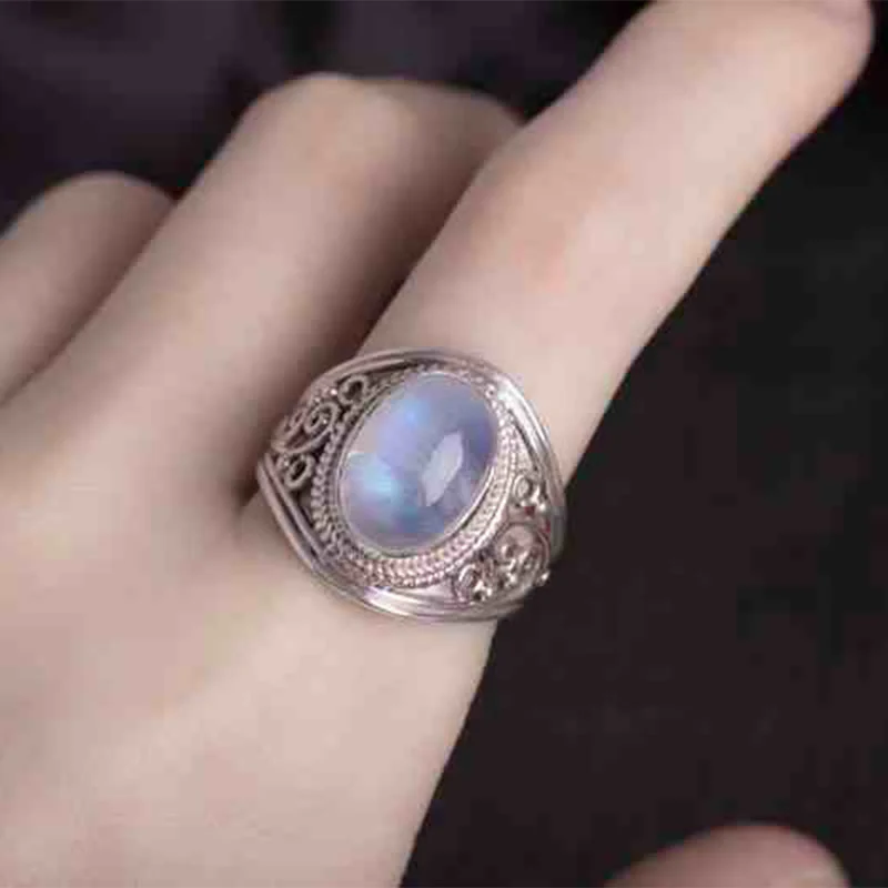 Adjustable Moonstone Ring in 925 Sterling Silver for Healing - Image 12