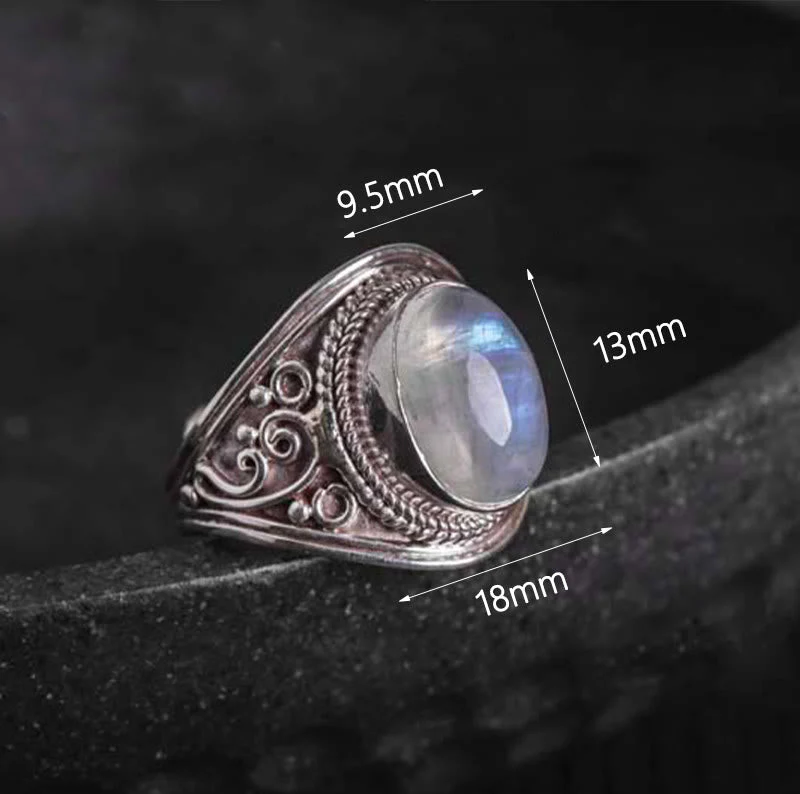 Adjustable Moonstone Ring in 925 Sterling Silver for Healing - Image 13