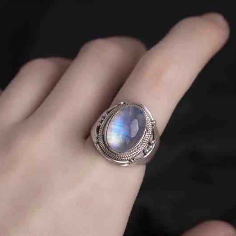 Adjustable Moonstone Ring in 925 Sterling Silver for Healing - Image 3