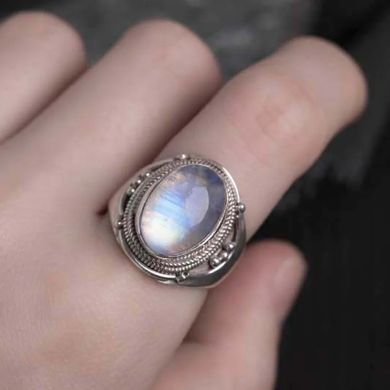 Adjustable Moonstone Ring in 925 Sterling Silver for Healing - Image 4