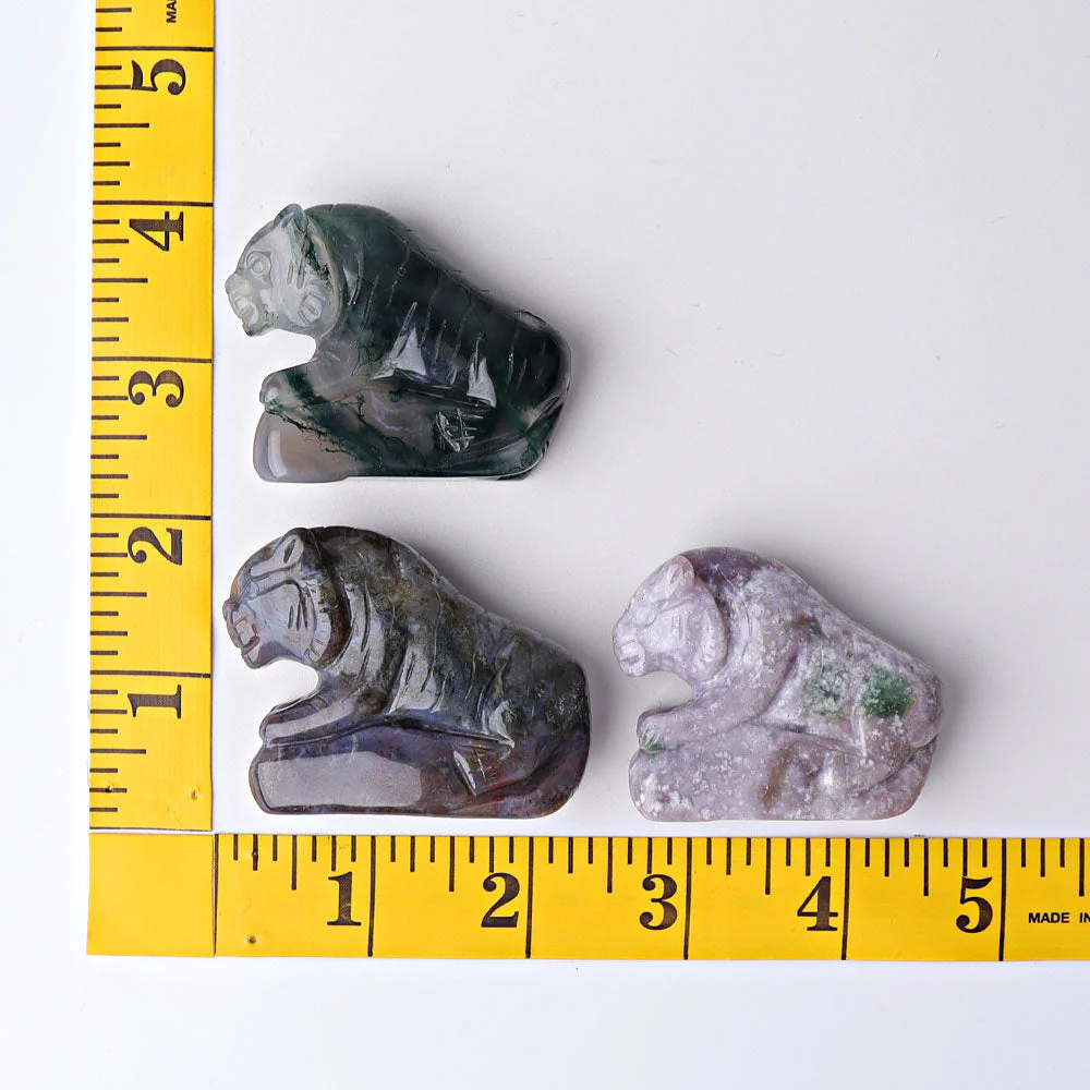 2.2 inch Moss Agate Tiger Crystal Carving Figurine - Image 10