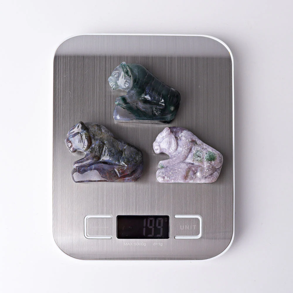 2.2 inch Moss Agate Tiger Crystal Carving Figurine - Image 11