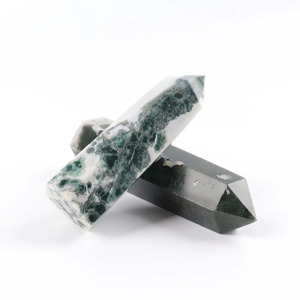 Set of 3 Moss Agate Crystal Towers for Healing & Energy - Image 3