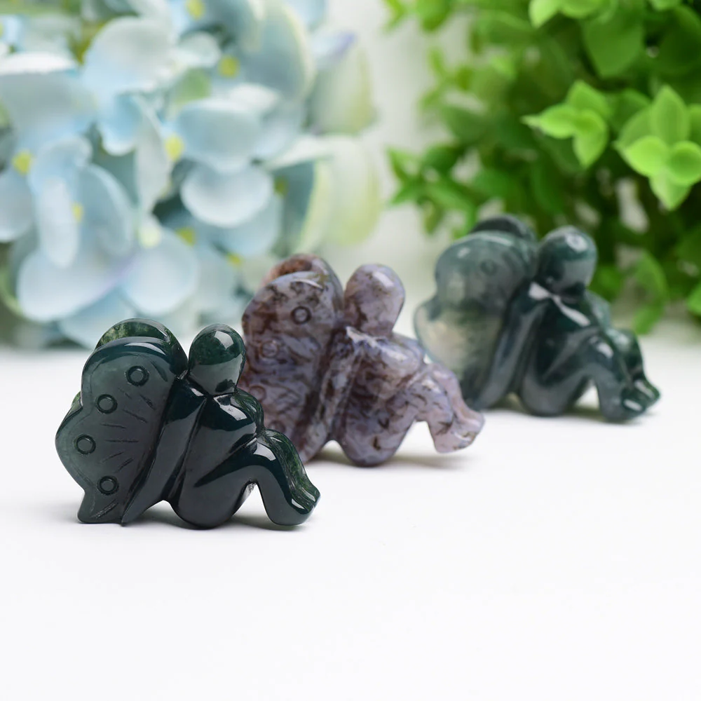 1.9 inch Moss Agate Crystal Fairy Figurine Carving - Image 3