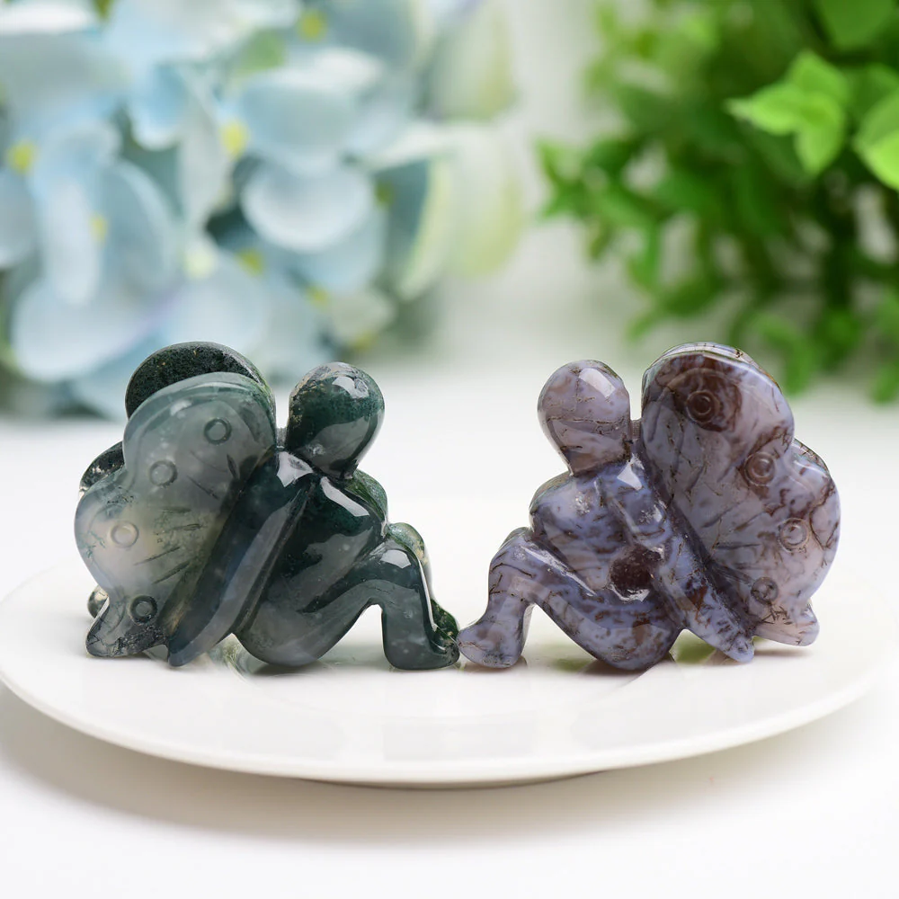 1.9 inch Moss Agate Crystal Fairy Figurine Carving - Image 4