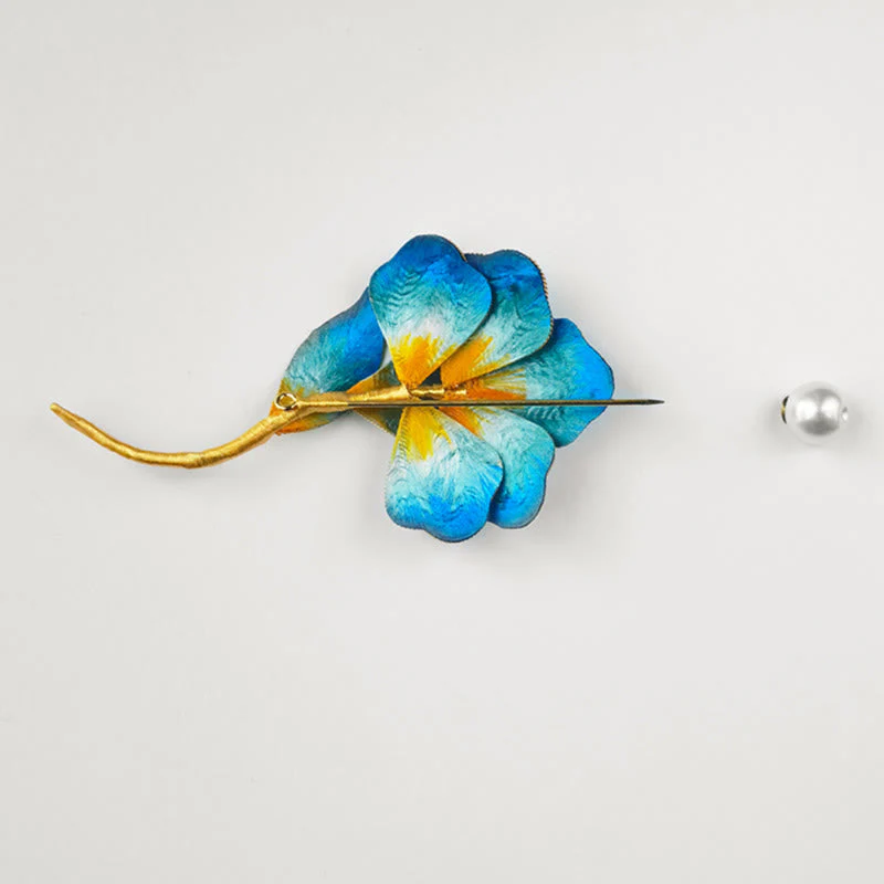 Handmade Mulberry Silk Blue Flower Brooch for Spiritual Growth - Image 4