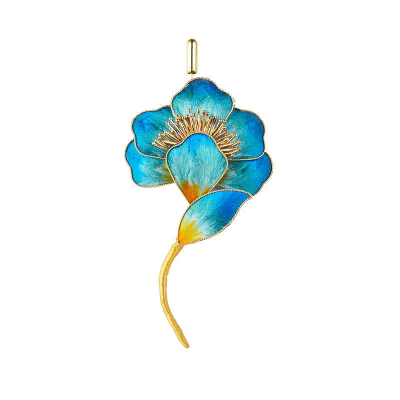 Handmade Mulberry Silk Blue Flower Brooch for Spiritual Growth - Image 6