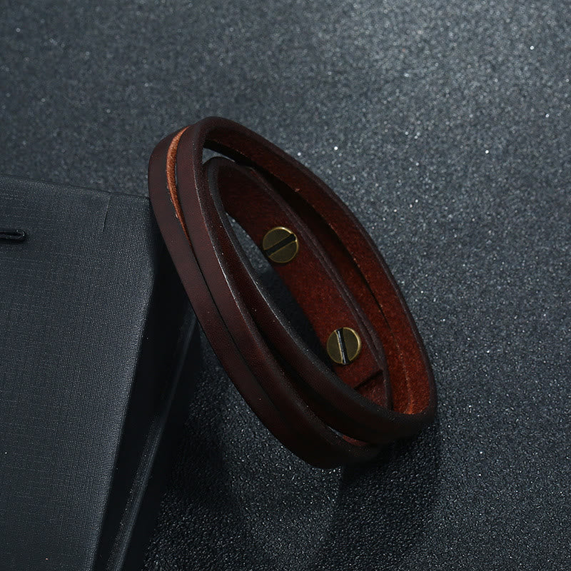 Vintage Multi-layer Leather Strength Buckle Bracelet - Image 2