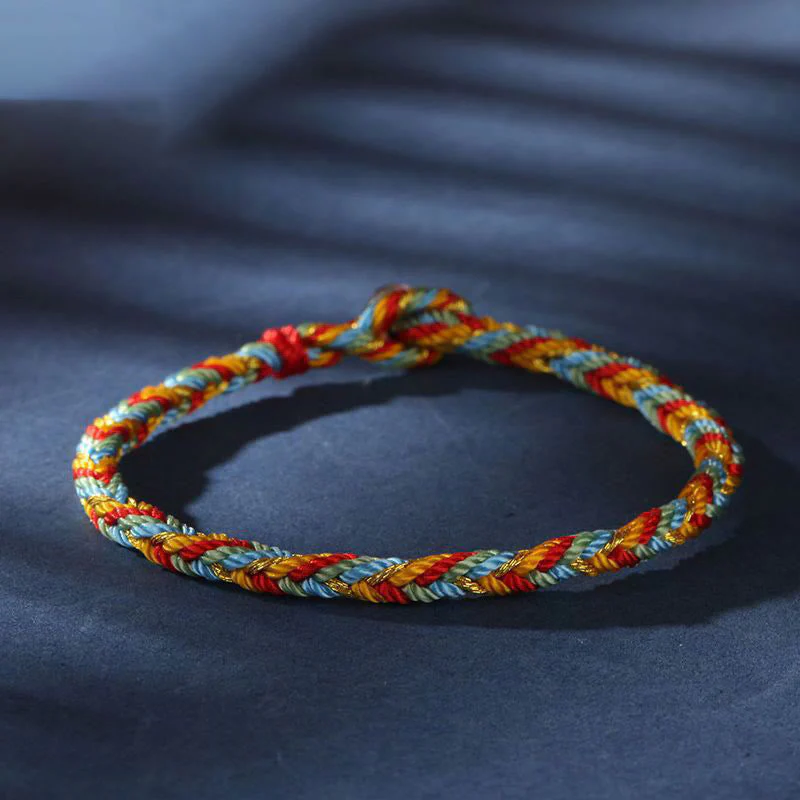 Multicolored Red String Protection Bracelet with Silver Charm - Image 6