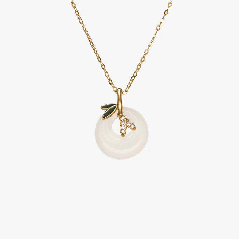 Natural Chalcedony Silver Spiritual Necklace with Bamboo Peace Buckle - Image 5