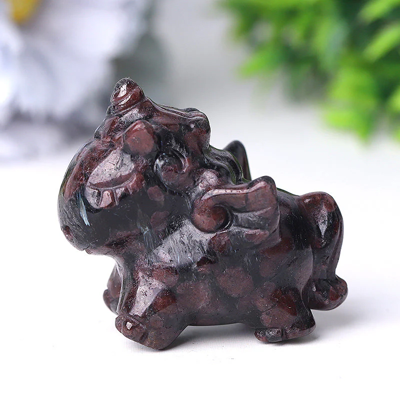 Natural Garnet Crystal Unicorn Carving 2 Inch Handcrafted - Image 3