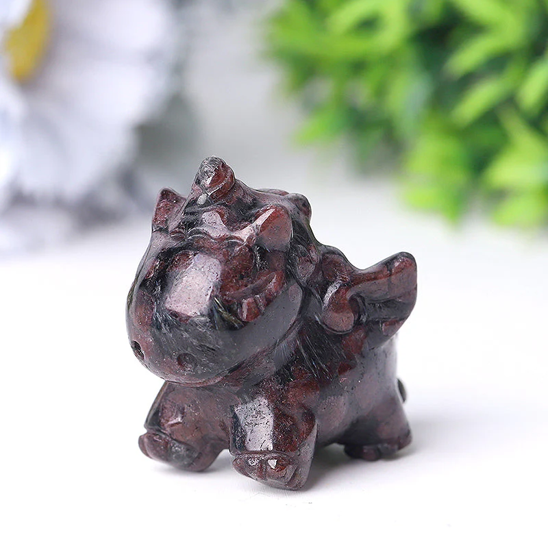 Natural Garnet Crystal Unicorn Carving 2 Inch Handcrafted - Image 4