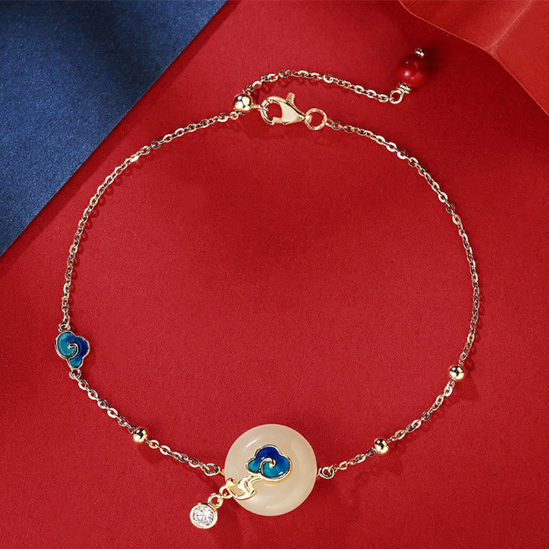 Natural Hetian Jade Auspicious Clouds Bracelet - Image 4