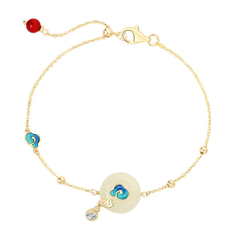 Natural Hetian Jade Auspicious Clouds Bracelet - Image 5
