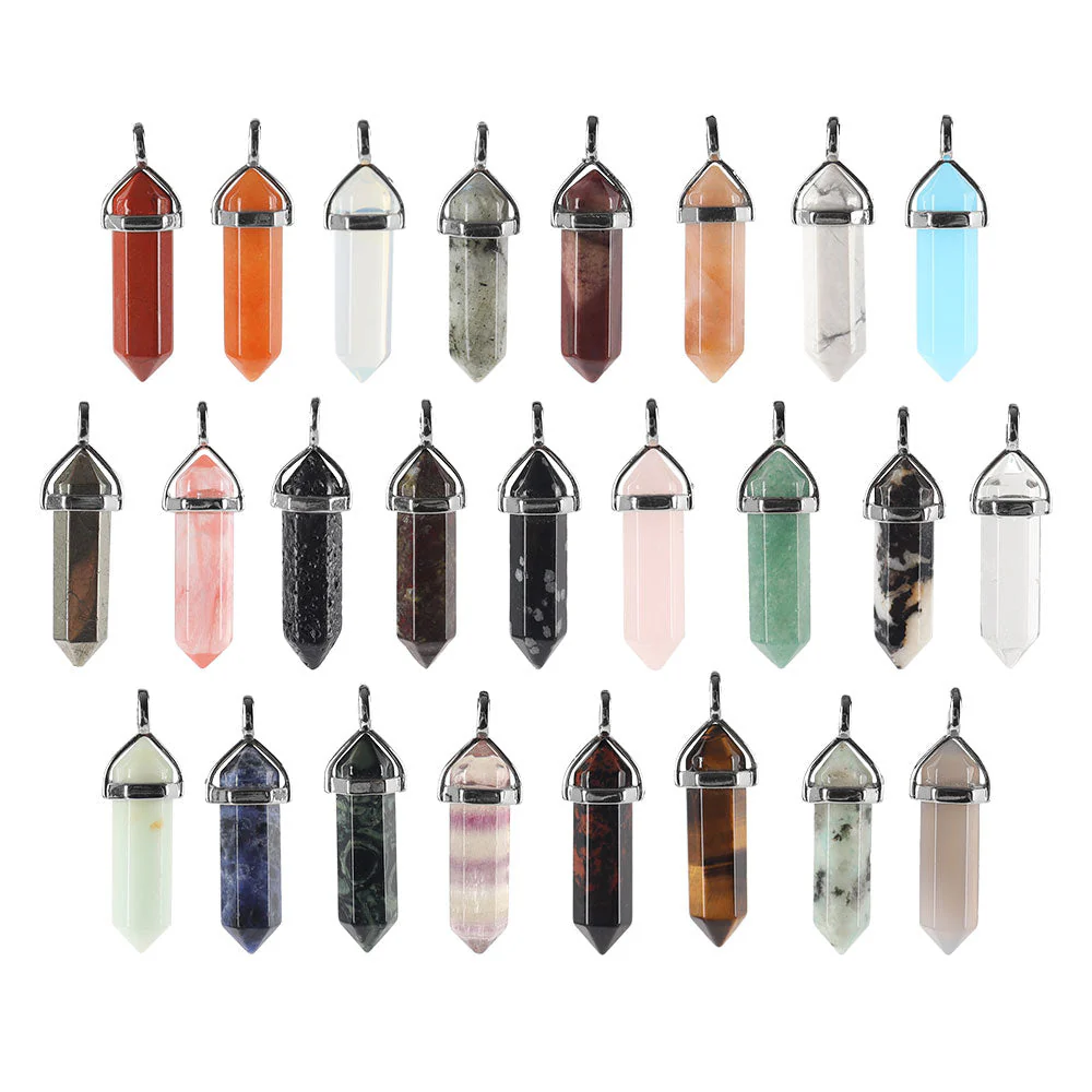 Hexagonal Chakra Pendant - Natural Gemstone Healing Crystal Necklace - Image 2