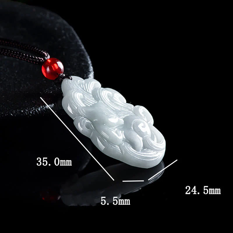 Natural Jade Nine-Tailed Fox Luck Necklace Pendant - Image 7