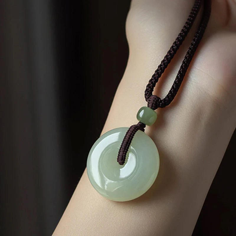 Natural Round Jade Necklace for Prosperity and Luck - Image 2