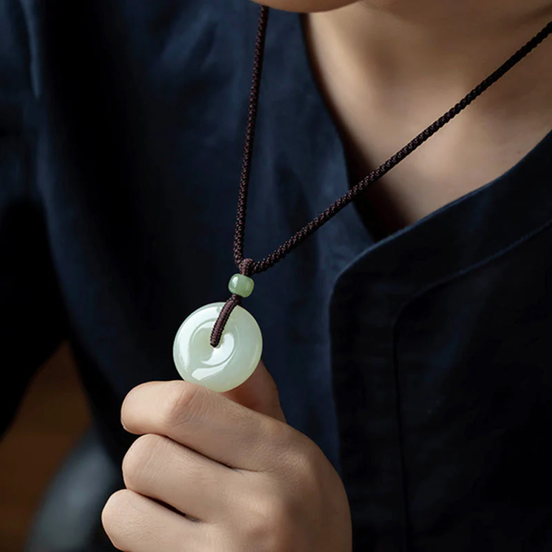Natural Round Jade Necklace for Prosperity and Luck - Image 3