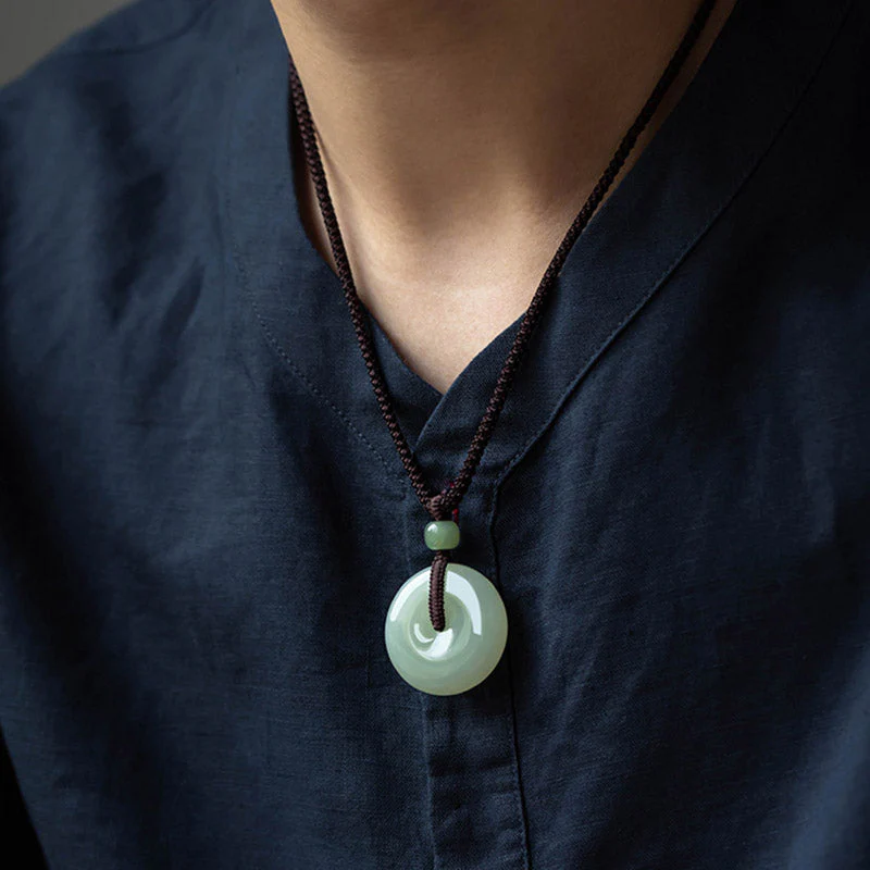 Natural Round Jade Necklace for Prosperity and Luck - Image 4
