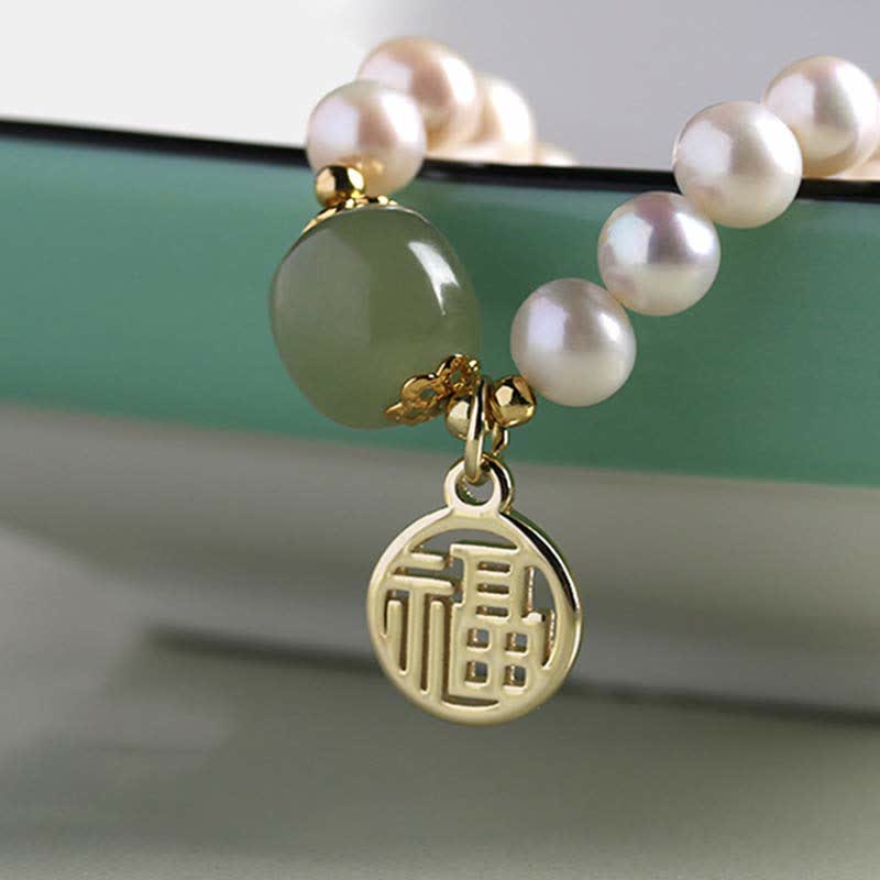 Natural Pearl Hetian Jade Bracelet for Happiness & Healing - Image 3