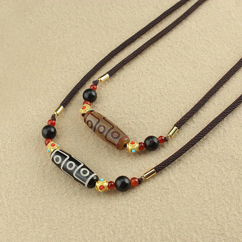 Nine-Eye Dzi Bead Protection Necklace | Tibetan Agate Pendant - Image 10