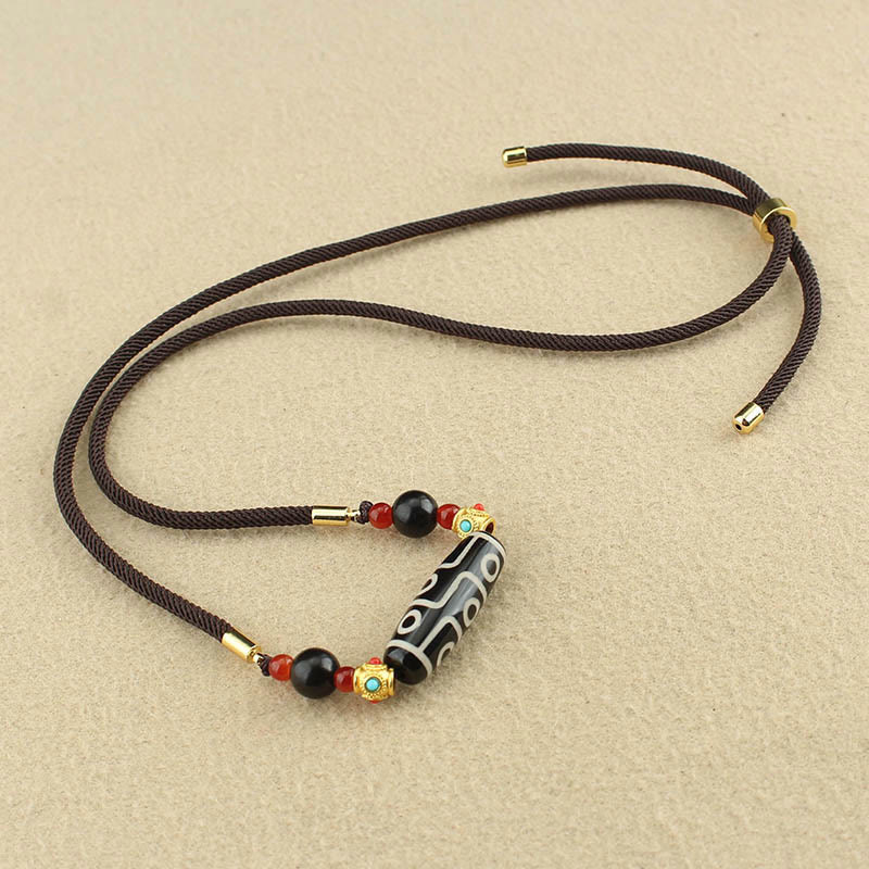 Nine-Eye Dzi Bead Protection Necklace | Tibetan Agate Pendant - Image 5