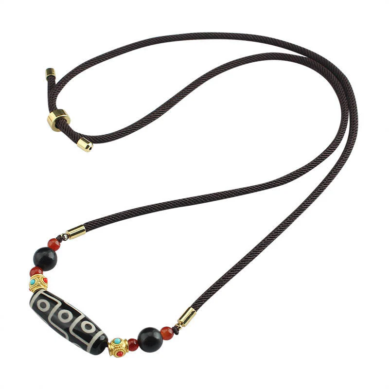 Nine-Eye Dzi Bead Protection Necklace | Tibetan Agate Pendant - Image 7