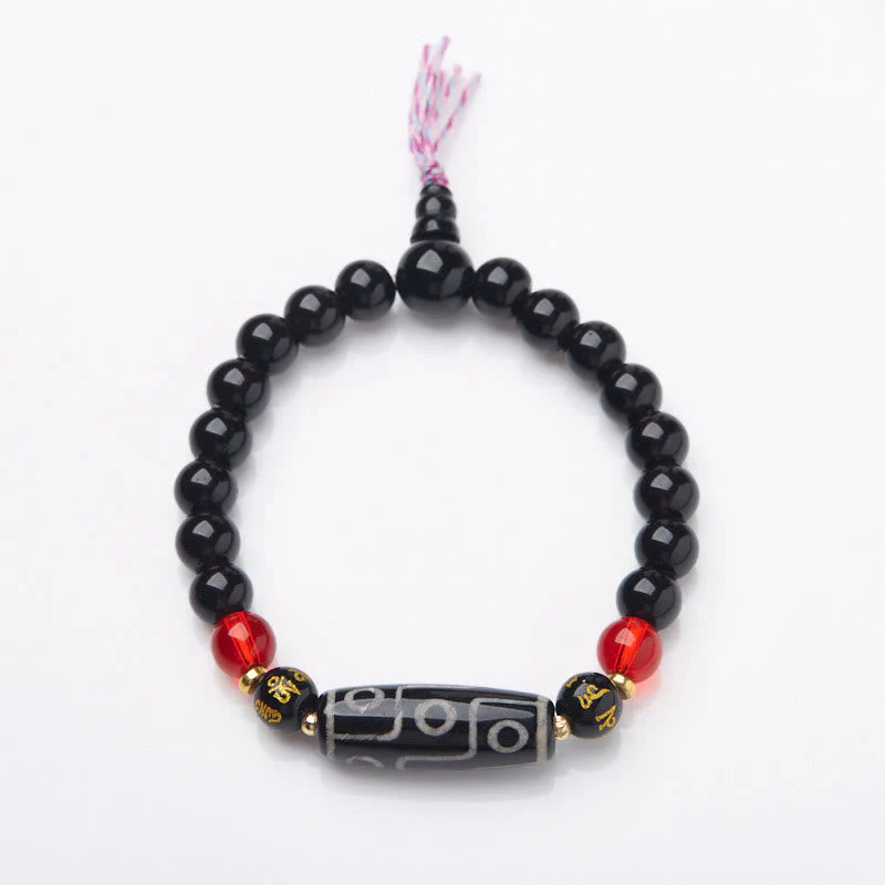 Nine-Eye Dzi Bead Black Onyx 8mm Spiritual Protection Bracelet - Image 3