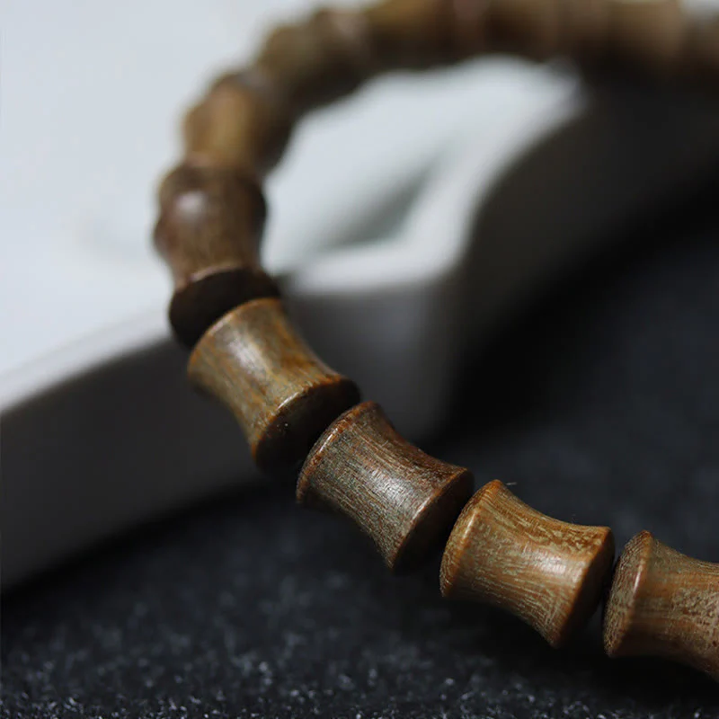 Nine-Eye Dzi Bead Green Sandalwood Spiritual Bracelet 14-16cm - Image 10