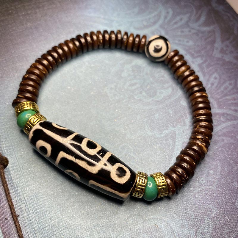 Nine-Eye Dzi Bead Wealth Bracelet | Unisex Agate Jewelry - Image 2