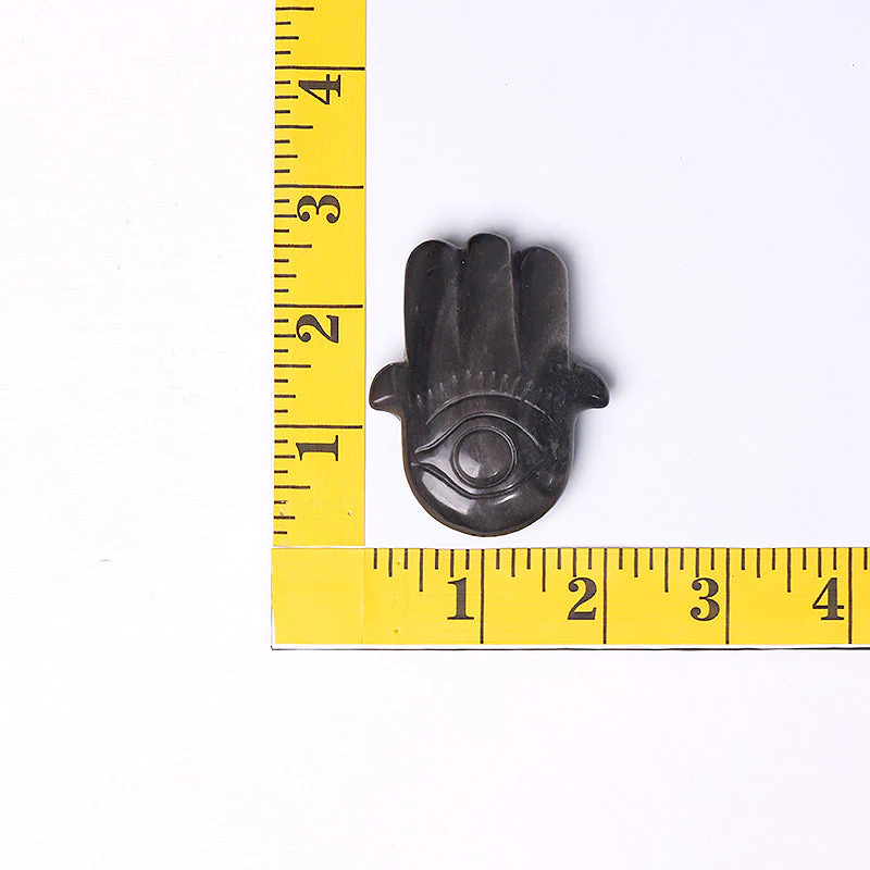 2" Obsidian Hand Figurine with Evil Eye Carving - Image 7
